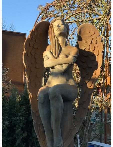 Rost Engelfiguren groß ab 100 cm für den Garten  Steinguss Engel - ELOA - mit Rosteffekt, 168 cm hoch 
diese Steinfigur Engel i