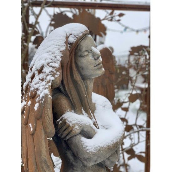 Rost Engelfiguren groß ab 100 cm für den Garten  Steinguss Engel - ELOA - mit Rosteffekt, 168 cm hoch 
diese Steinfigur Engel i