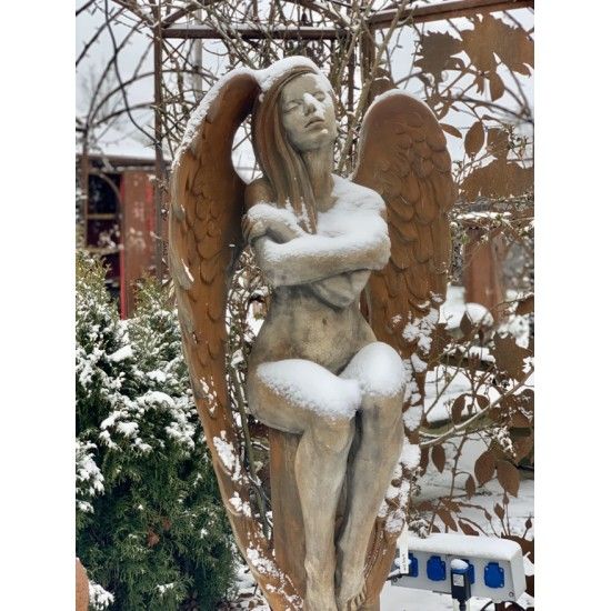 Rost Engelfiguren groß ab 100 cm für den Garten  Steinguss Engel - ELOA - mit Rosteffekt, 168 cm hoch 
diese Steinfigur Engel i
