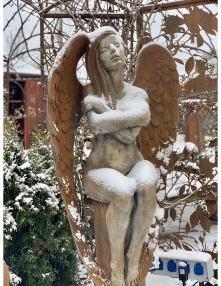 Rost Engelfiguren groß ab 100 cm für den Garten  Steinguss Engel - ELOA - mit Rosteffekt, 168 cm hoch 
diese Steinfigur Engel i
