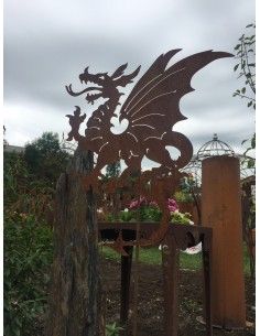 Gartenstecker Drache 55 cm mit Stab - Zweiteilig 2