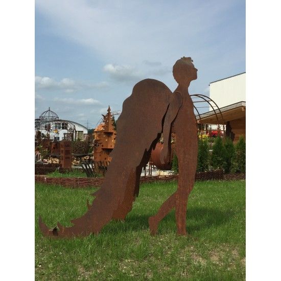 Edelrost Engel Raphael 135 cm hoch Rostdeko vom Metallmichl