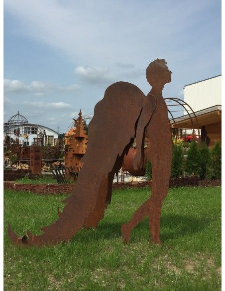Rost Engelfiguren groß ab 100 cm für den Garten  Engel Raphael 135 cm hoch Höhe 135 cm
Flügel können für stabilen Stand auseina