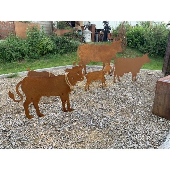 Allgäu Deko XXL Kalb 140 cm lang x 100  cm hoch 
Höhe 100 cm
Länge 140 cm
aus rostigem Metall