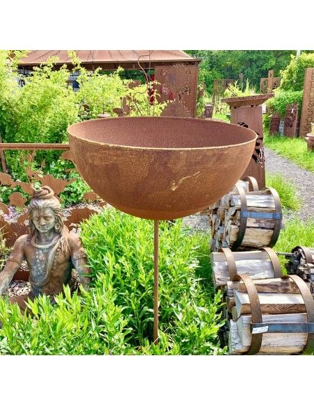 Edelrost Deko Mit Gold Verzierungen Halbkugel Schale mit Goldrand aus Messing Ø 60 cm mit kurzem Stab 
 Ø 60 cm
Goldrand aus M