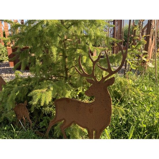 rostige Deko Hirsche und Rehe XL Hirschfamilie zum Stellen auf Stange, Länge 110 cm Höhe 58 cm
Länge 110 cm
