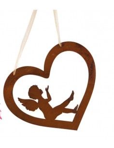 Weihnachtsdeko Engelfigur Putte mit Kusshand im Herz sitzend Deko Herz mit Engelchen - Putte in der Mitte 
Die Süße Engelfigur