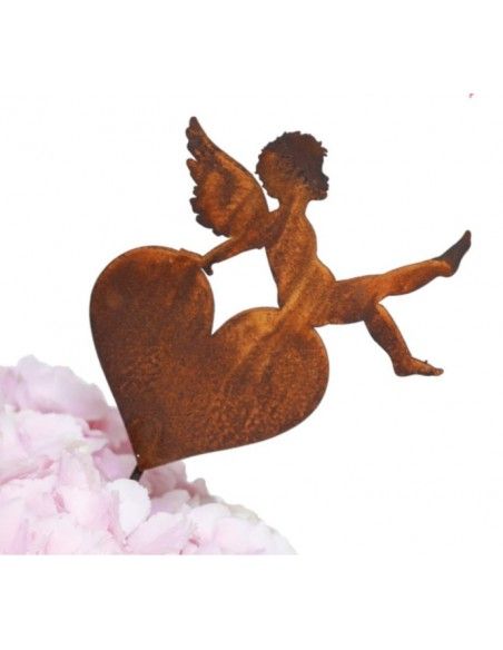 Weihnachtsdeko Aussen Engelsputte auf Herz sitzend als Gartenstecker 16 cm hoch 
Höhe 16 cm
Breite 15 cm
zzgl. Stab
