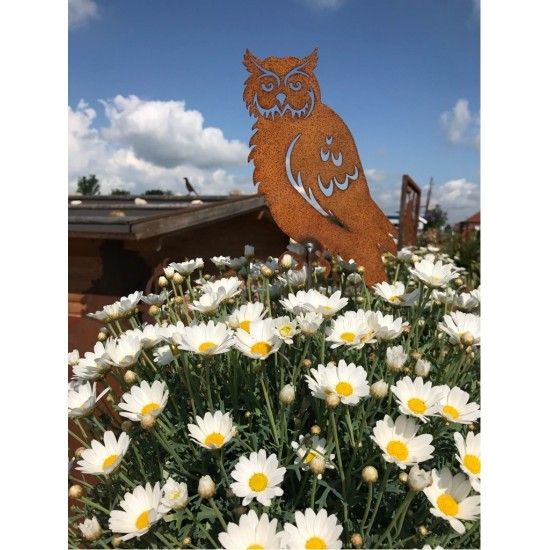 Deko Eulen Edelrost Eule - Stockus - auf Stab, Höhe 36 cm Gesamthöhe 140 cm 
Höhe 36 cm
Breite 23 cm
Gesamtlänge incl Stab 14