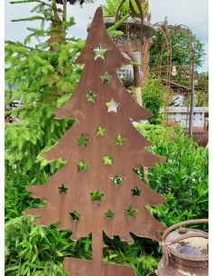 Deko Tanne im Topf mit Sternen - Metall Weihnachtsbaum 100 cm hoch 2