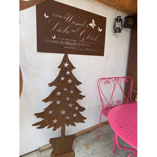 Weihnachtsbaum Metall und Edelrost Deko Tanne im Topf mit Sternen - Metall Weihnachtsbaum 100 cm hoch 
Schöner Deko Metallbaum