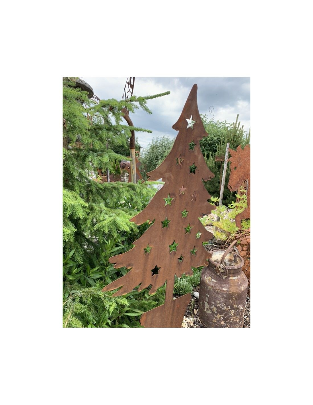Deko Tanne im Topf mit Sternen - Metall Weihnachtsbaum 100 ...