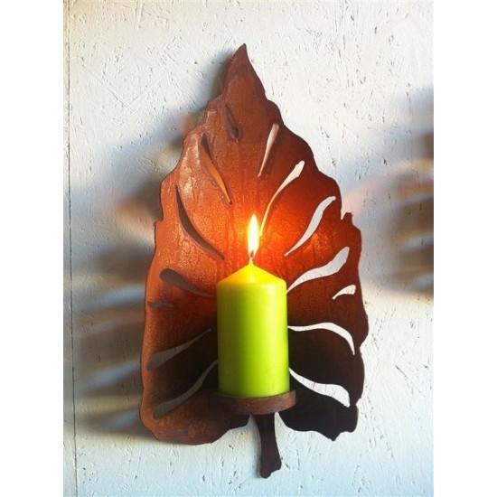 Wandfackel zum Anschrauben - Wanddeko mit Blattmotiv