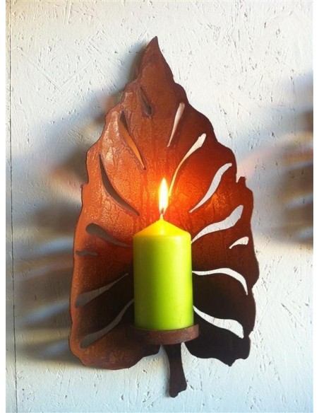 Wandfackel zum Anschrauben - Wanddeko mit Blattmotiv