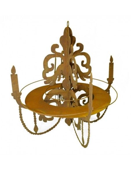 Deko zum Hängen Kronleuchter für Kerzen zum Hängen mit Tablett Ablage, H 54 cm, B 50 cm Kronleuchter 3D zum Aufhängen mit Ablage