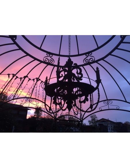 Deko zum Hängen Kronleuchter für Kerzen zum Hängen mit Tablett Ablage, H 54 cm, B 50 cm Kronleuchter 3D zum Aufhängen mit Ablage