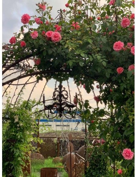 Deko zum Hängen Kronleuchter für Kerzen zum Hängen mit Tablett Ablage, H 54 cm, B 50 cm Kronleuchter 3D zum Aufhängen mit Ablage