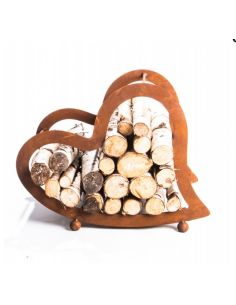Kaminholzregale und Herzen Kaminholzregal Herz liegend - klein 
liegendes Herz für Holz z.B. Birkenholz als Deko Idee für den H