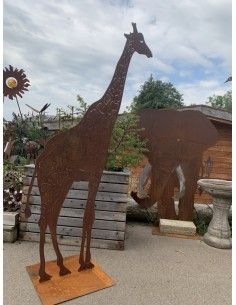 Gartenskulptur Giraffe 200 cm hoch - afrikanische Gartendeko Rost Höhe 200 cm
Schulterhöhe 130 cm
Breite 97 cm
Gewicht 2