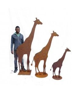 Afrikanische Deko Metall-Figur Giraffe Höhe 72 cm Dunkelbraun