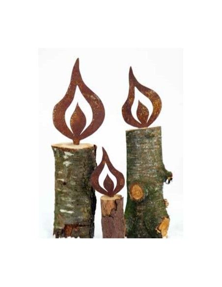 rostige Flammen Kerzenflamme mit Spieß 15cm hoch - Rostflamme Metall Gesamthöhe 15 cm
