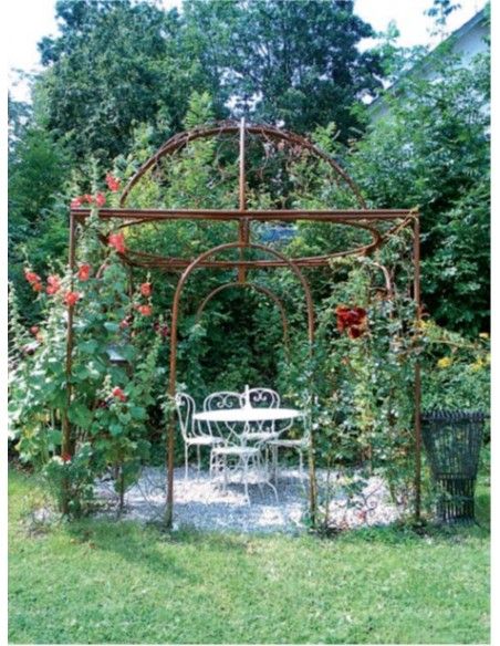 Pavillon und Kiosk Rank-Pavillon Metall Oase, 2,5 x 2,5 x 3,5 m 
An den hunderten Kringel wachsen deine Rosen und Kletterpflanz