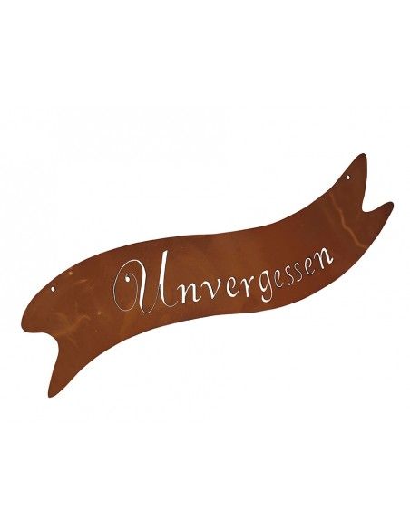 Grabdeko Metall Banner mit Schriftzug - Unvergessen - Breite 40 cm