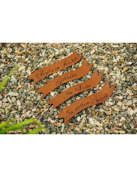 Grabdeko Metall Banner mit Schriftzug - In Liebe - Breite 40 cm