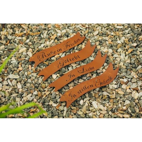 Grabdeko Metall Banner mit Schriftzug - Ruhe in Frieden - Breite 40 cm