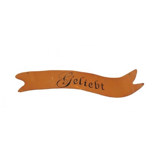 Grabdeko Metall Banner mit Schriftzug - Geliebt - Breite 40 cm