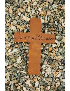 Metall Grabkreuz mit Schriftzug - In stillen Gedenken - Höhe 35 cm 2