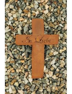 Metall Grabkreuz mit Schriftzug - In Liebe - Höhe 35 cm 2