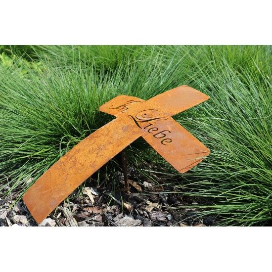 Metall Grabkreuz mit Schriftzug - Ruhe in Frieden - Höhe 35 cm