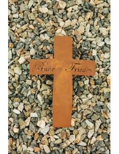 Metall Grabkreuz mit Schriftzug - Ruhe in Frieden - Höhe 35 cm 2