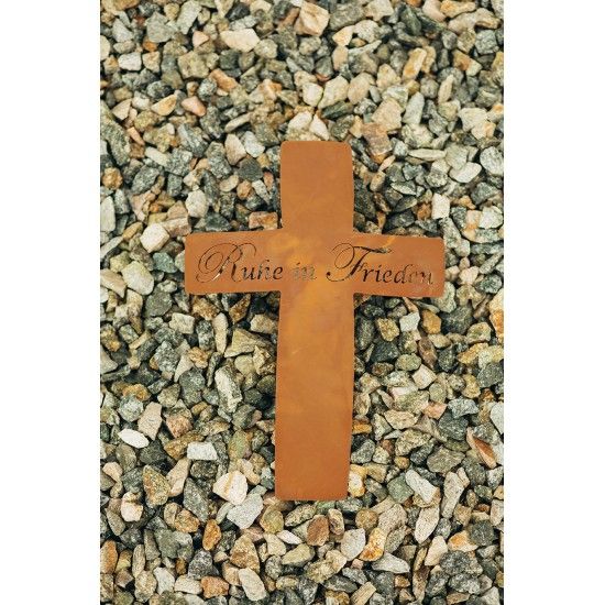 Metall Grabkreuz mit Schriftzug - Ruhe in Frieden - Höhe 35 cm
