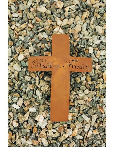 Metall Grabkreuz mit Schriftzug - Ruhe in Frieden - Höhe 35 cm Metall Grabkreuz mit Schriftzug - Ruhe in Frieden - Höhe 35 cm