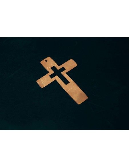 Kleines Metall Doppelkreuz als Grabdeko - Höhe 12 cm