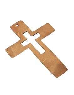 Kleines Metall Doppelkreuz als Grabdeko - Höhe 12 cm