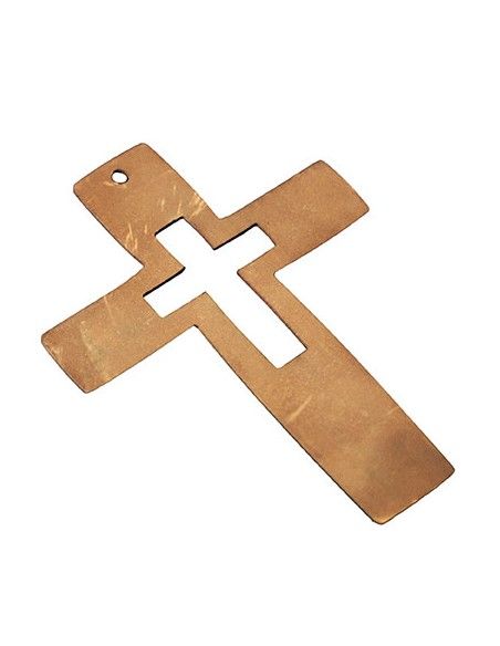 Kleines Metall Doppelkreuz als Grabdeko - Höhe 12 cm