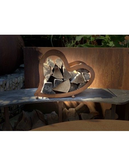 Kaminholzregale und Herzen Metall Kaminholzregal Herz liegend - klein - 50 cm Breit 
liegendes Herz für Holz z.B. Birkenholz al