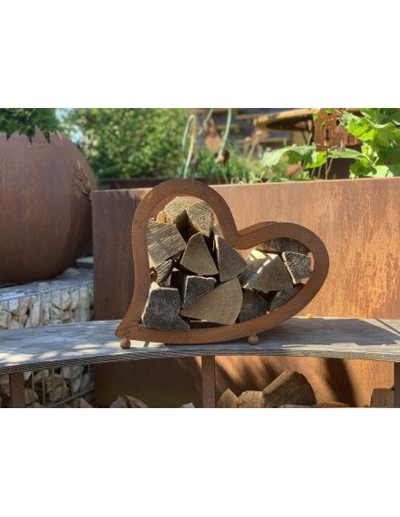 Kaminholzregale und Herzen Metall Kaminholzregal Herz liegend - klein - 50 cm Breit 
liegendes Herz für Holz z.B. Birkenholz al