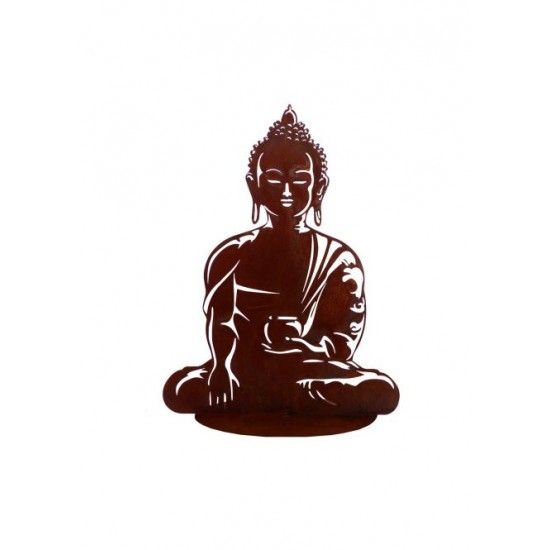 Religiöse Figuren Metall Buddha Gartenfigur 30 cm hoch H 30cm, B 22cm, T 9cm, auf Bodenplatte