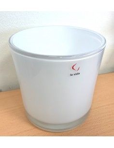 Sonstiges weiße Zylinder Glasvase - Kalle - Ø 14 cm Höhe 14 cm, Ø 14 cm
weißes Glas mit farblosem Boden
 2