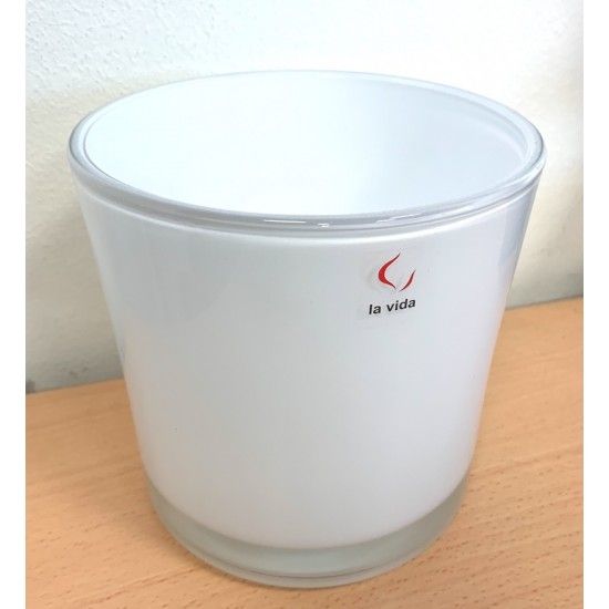 Sonstiges weiße Zylinder Glasvase - Kalle - Ø 14 cm Höhe 14 cm, Ø 14 cm
weißes Glas mit farblosem Boden