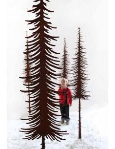 XXL Bäume ab 120 cm Edelrost Tanne lang - schmal - 160 cm hoch 
Höhe 160 cm
ohne Befestigung
Die schmalen Deko Tannen sind