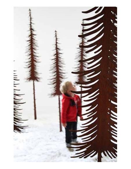 XXL Bäume ab 120 cm Edelrost Tanne lang - schmal - 160 cm hoch 
Höhe 160 cm
ohne Befestigung

Die schmalen Deko Tannen sind 