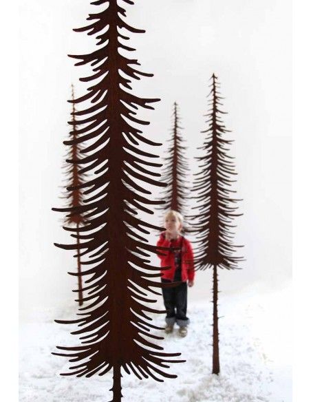 XXL Bäume ab 120 cm Edelrost Tanne lang - schmal 180 cm hoch 
Höhe 180 cm
ohne Befestigung

Die schmalen Deko Tannen sind au