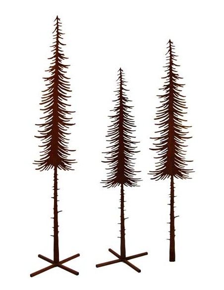 XXL Bäume ab 120 cm Edelrost Tanne lang - schmal 180 cm hoch 
Höhe 180 cm
ohne Befestigung

Die schmalen Deko Tannen sind au