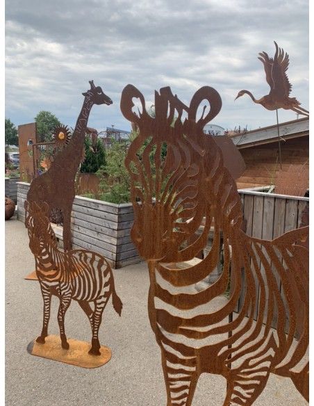 Afrika Edelrost Zebra XXL 150 cm hoch - Metall Gartenfigur Afrika 
Zebra in XXL Version für einen großen Garten der Blickfang!