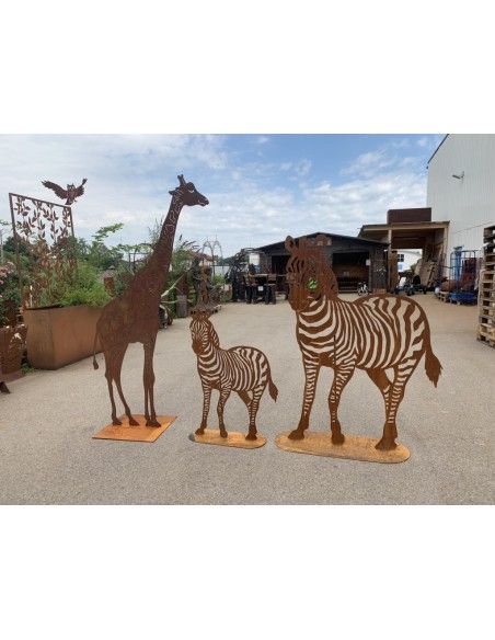 Afrika Edelrost Zebra XXL 150 cm hoch - Metall Gartenfigur Afrika 
Zebra in XXL Version für einen großen Garten der Blickfang!
